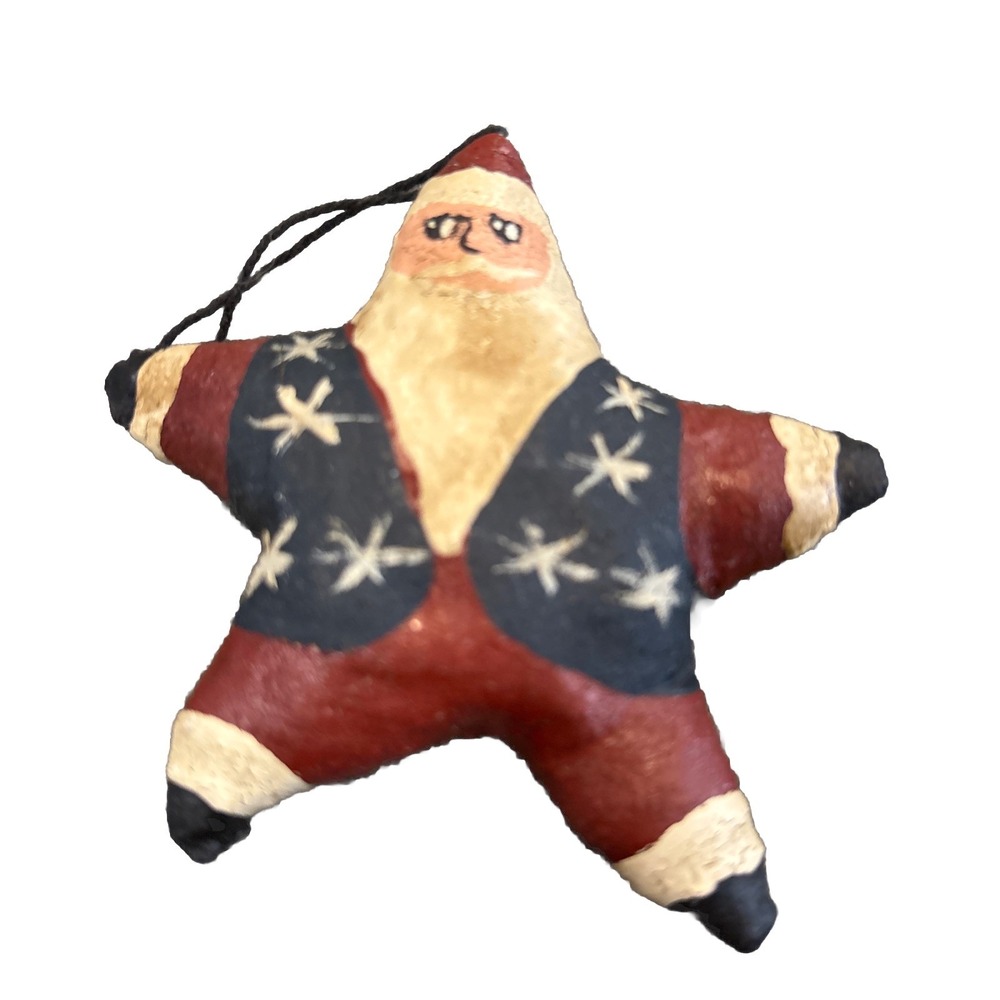 Patriotic Americana Star Santa Ornament